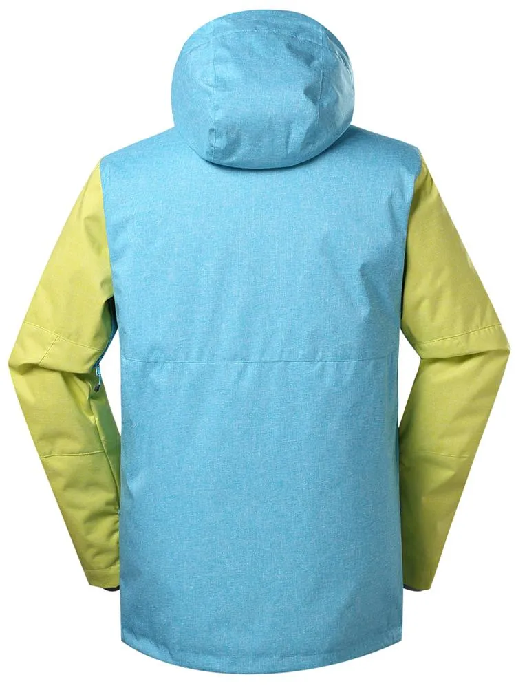 Men's Light Blue/Yellow Waterproof Windproof Winter Ski Jacket&Snowboard Jacket