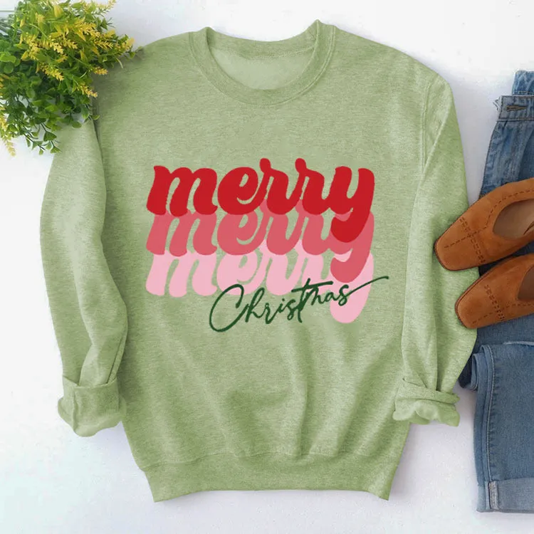 Merry Merry Merry Christmas Letter Sweatshirt