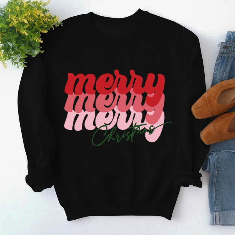 Merry Merry Merry Christmas Letter Sweatshirt