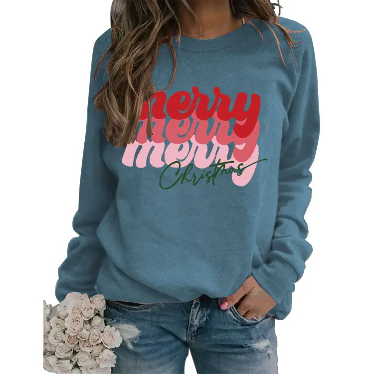 Merry Merry Merry Christmas Letter Sweatshirt