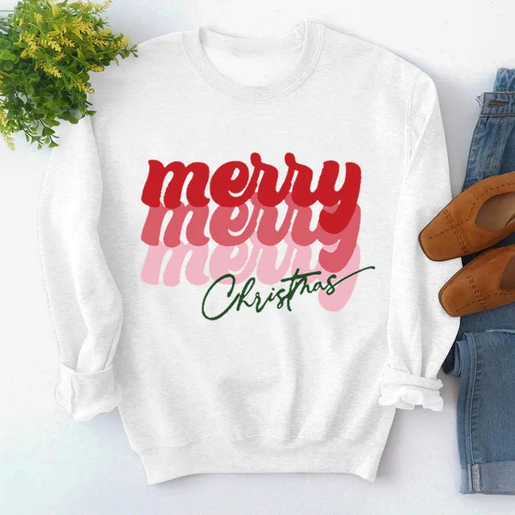 Merry Merry Merry Christmas Letter Sweatshirt