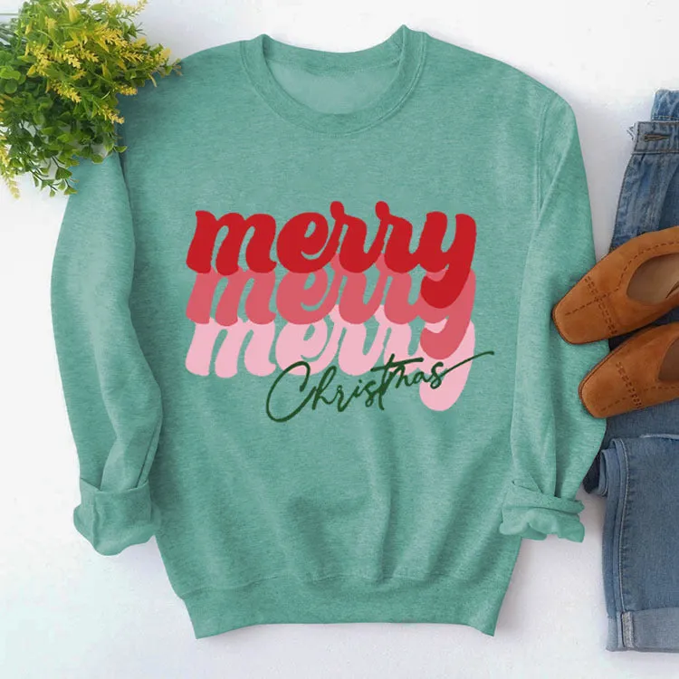 Merry Merry Merry Christmas Letter Sweatshirt