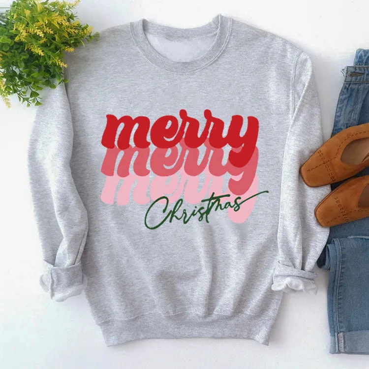 Merry Merry Merry Christmas Letter Sweatshirt