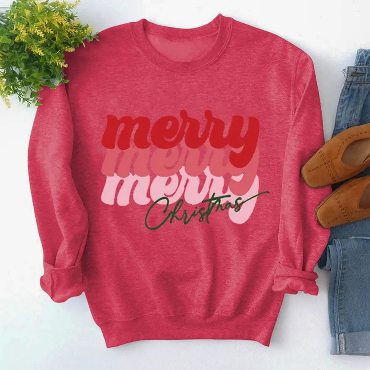 Merry Merry Merry Christmas Letter Sweatshirt