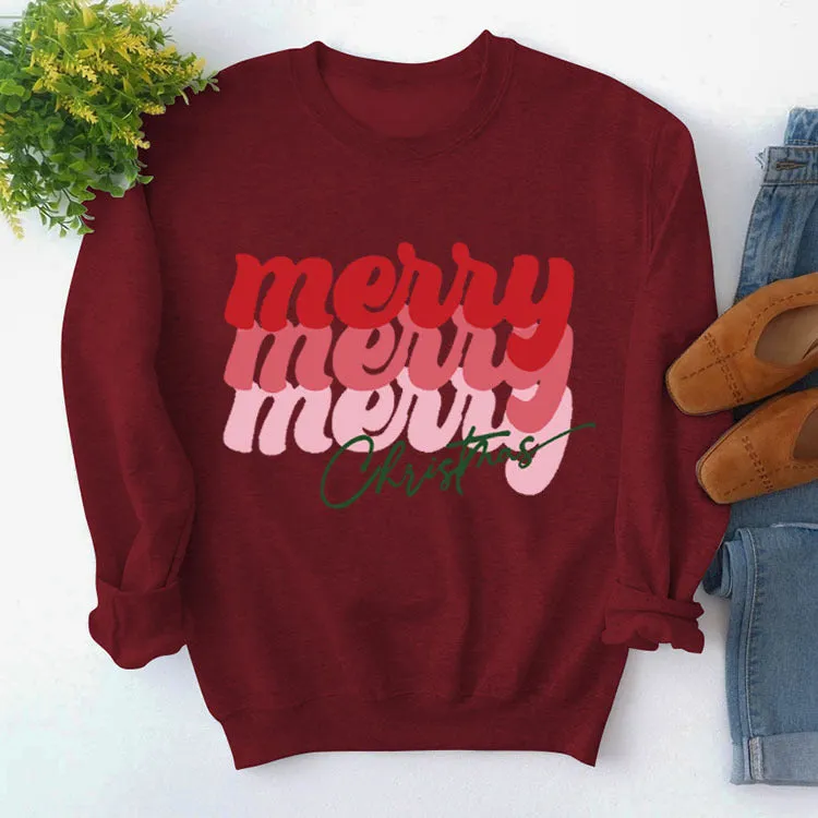 Merry Merry Merry Christmas Letter Sweatshirt