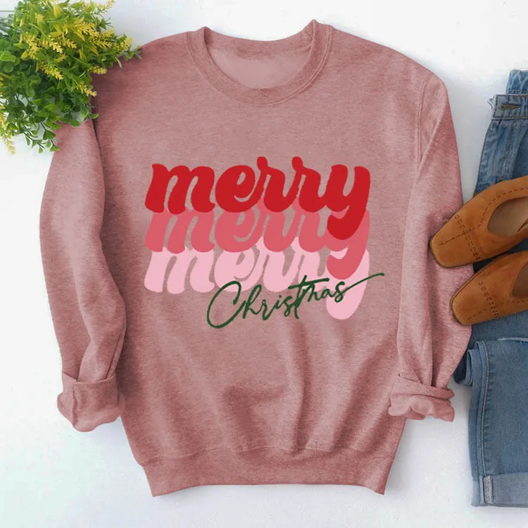 Merry Merry Merry Christmas Letter Sweatshirt