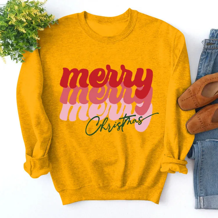 Merry Merry Merry Christmas Letter Sweatshirt