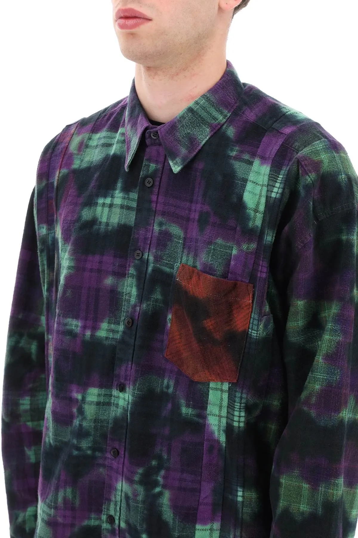 Needles 'rebuild' patchwork flannel shirt