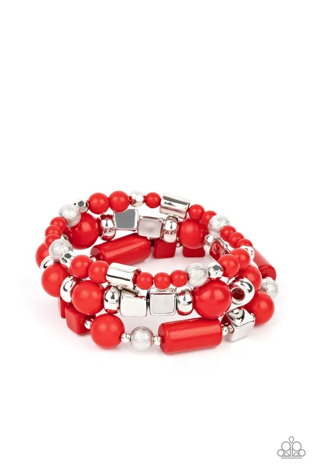 Paparazzi Bracelet ~ Perfectly Prismatic - Red