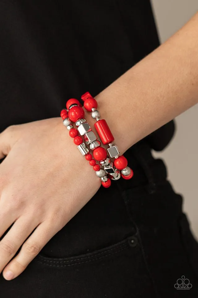 Paparazzi Bracelet ~ Perfectly Prismatic - Red