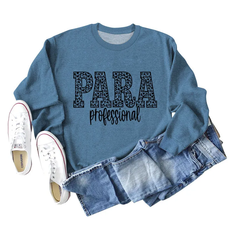 Para Professional Leopard Letter Casual Long Sleeve Women's Sweatshirt