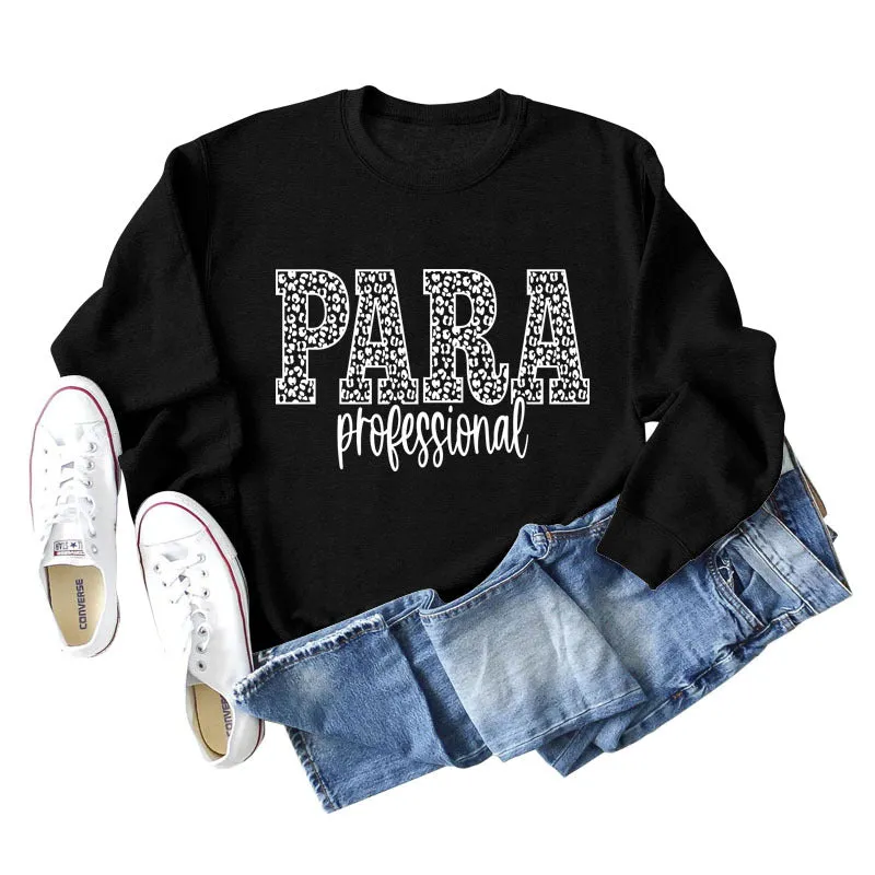 Para Professional Leopard Letter Casual Long Sleeve Women's Sweatshirt