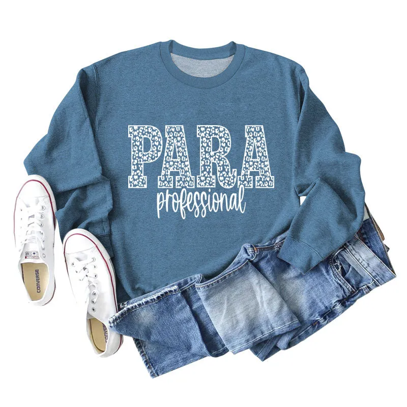 Para Professional Leopard Letter Casual Long Sleeve Women's Sweatshirt