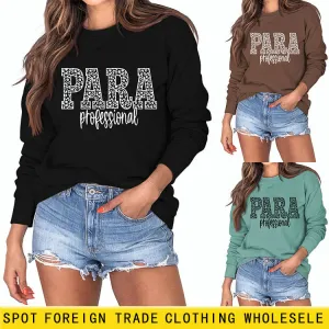 Para Professional Leopard Letter Casual Long Sleeve Women's Sweatshirt