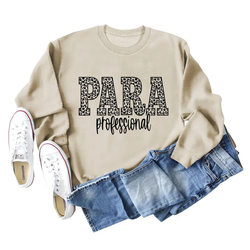 Para Professional Leopard Letter Casual Long Sleeve Women's Sweatshirt