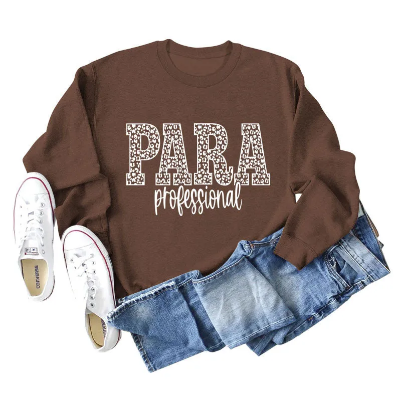 Para Professional Leopard Letter Casual Long Sleeve Women's Sweatshirt