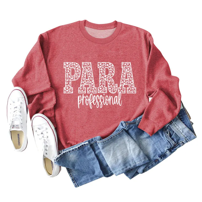 Para Professional Leopard Letter Casual Long Sleeve Women's Sweatshirt