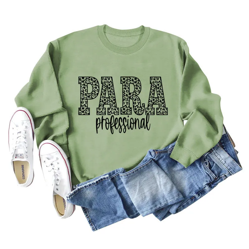 Para Professional Leopard Letter Casual Long Sleeve Women's Sweatshirt