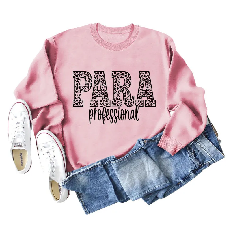 Para Professional Leopard Letter Casual Long Sleeve Women's Sweatshirt