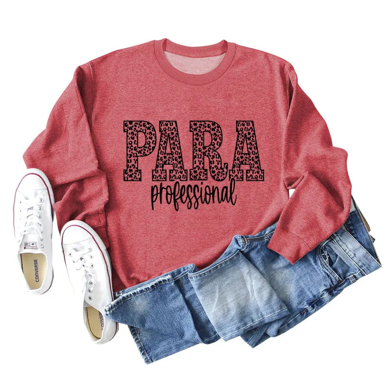 Para Professional Leopard Letter Casual Long Sleeve Women's Sweatshirt