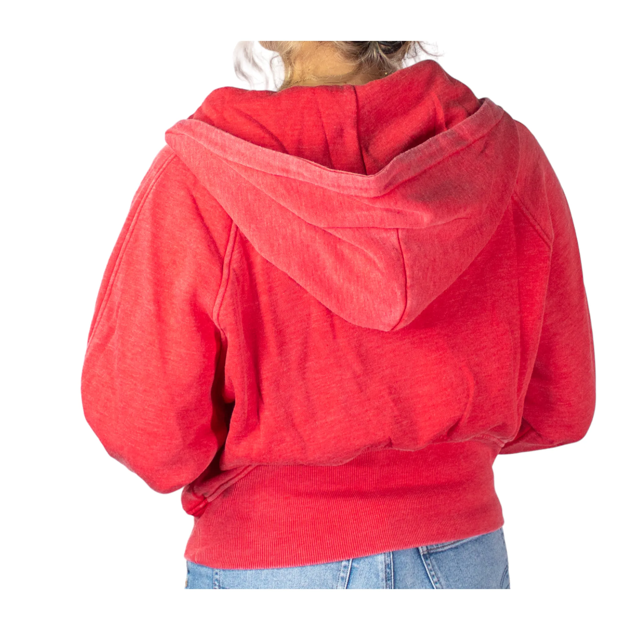 PO-7204 Half Zip Wash Hoodie Red