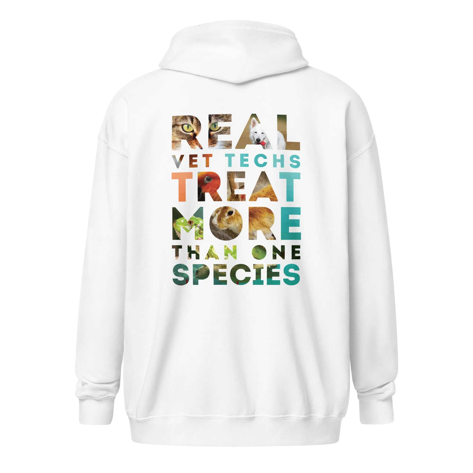 Real vet techs treat more than one species Unisex heavy blend zip hoodie