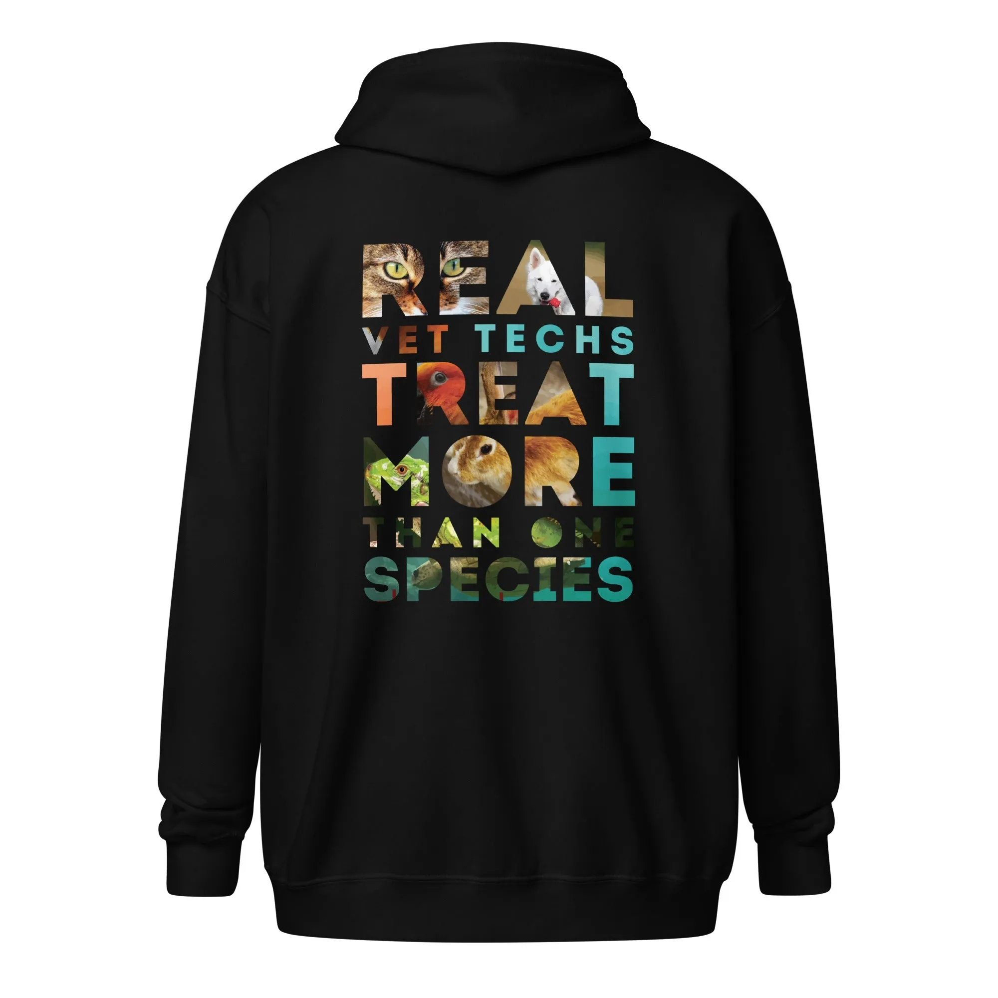 Real vet techs treat more than one species Unisex heavy blend zip hoodie