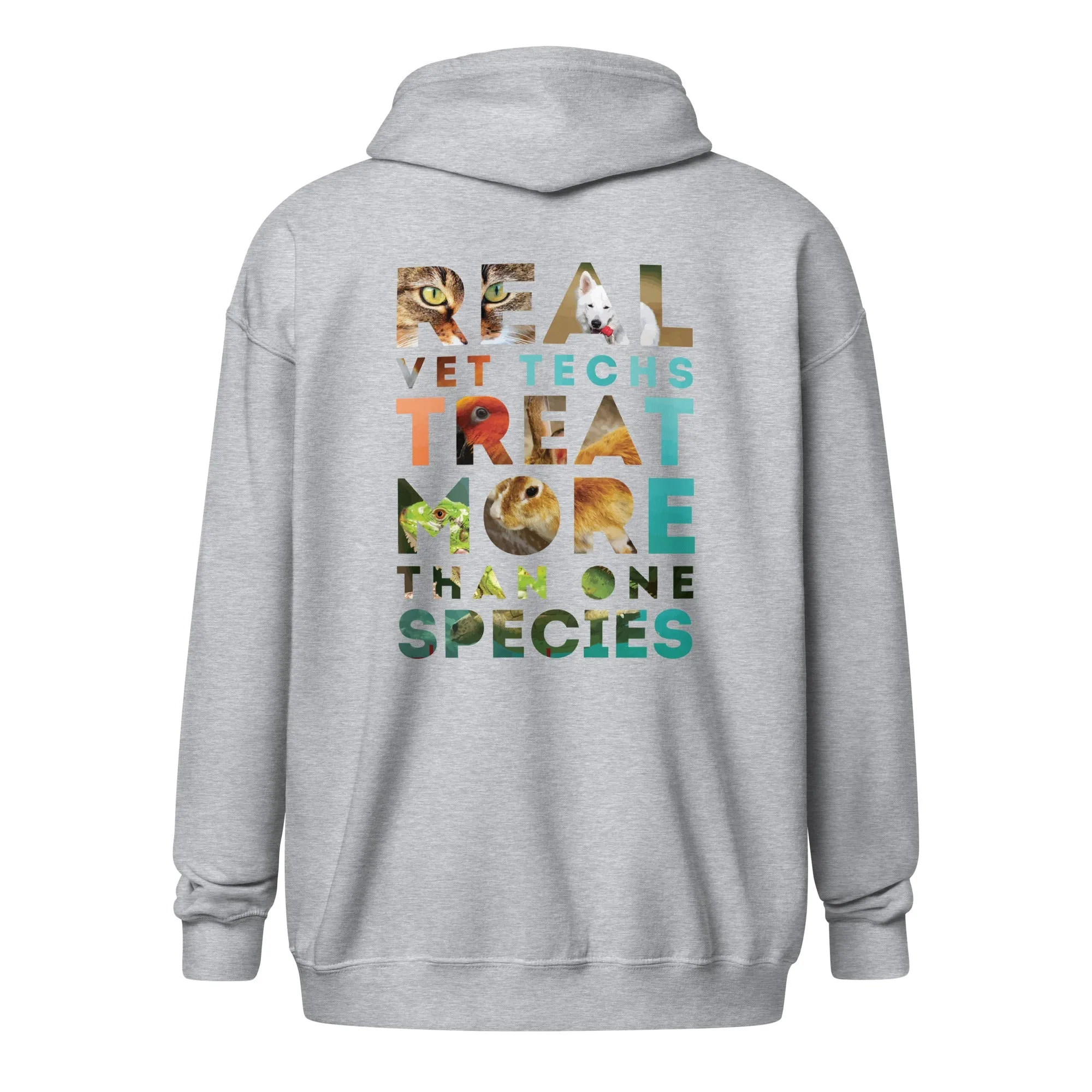 Real vet techs treat more than one species Unisex heavy blend zip hoodie