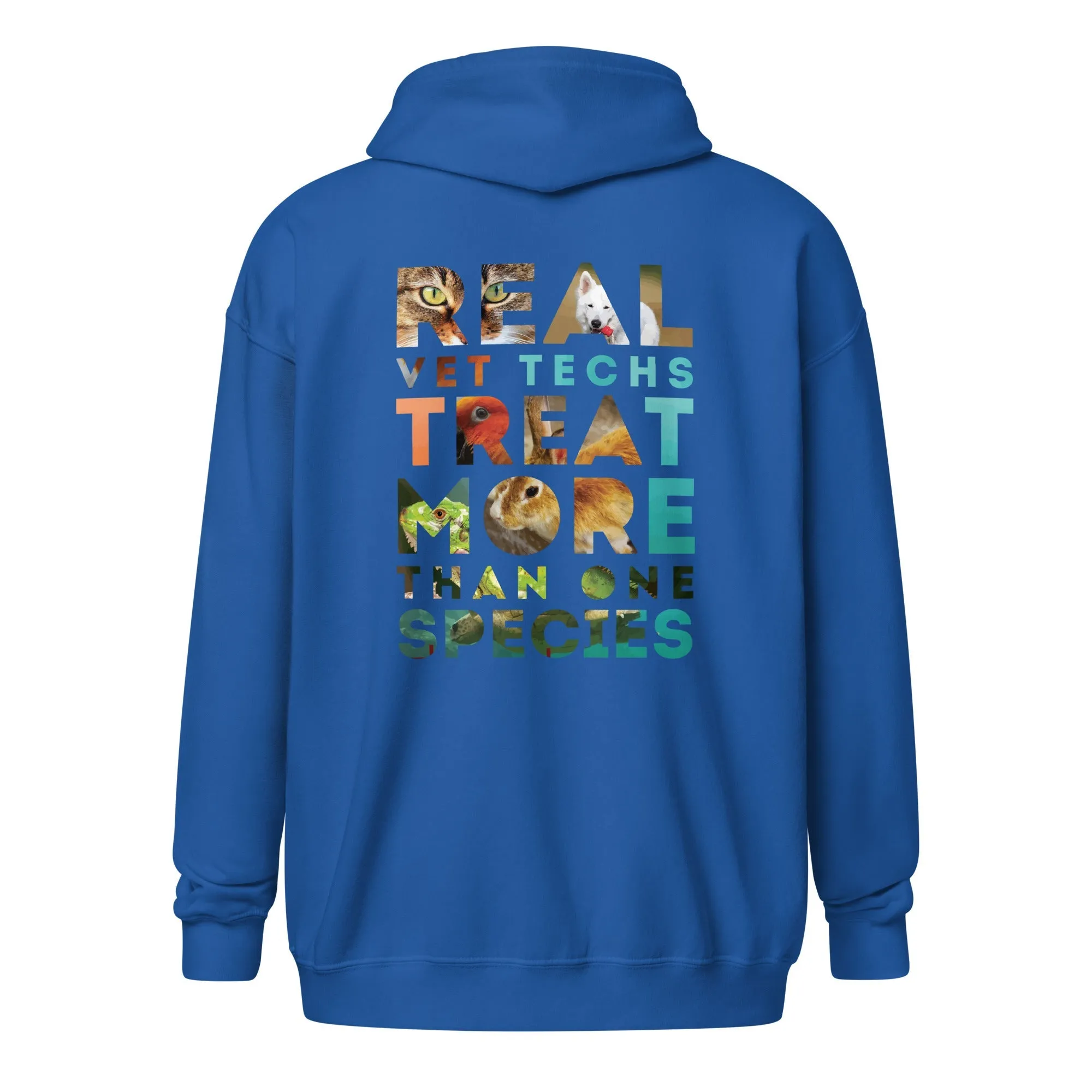 Real vet techs treat more than one species Unisex heavy blend zip hoodie