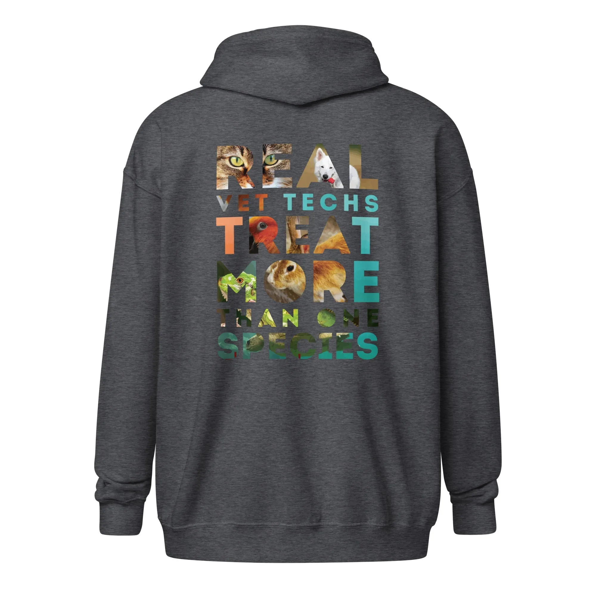 Real vet techs treat more than one species Unisex heavy blend zip hoodie