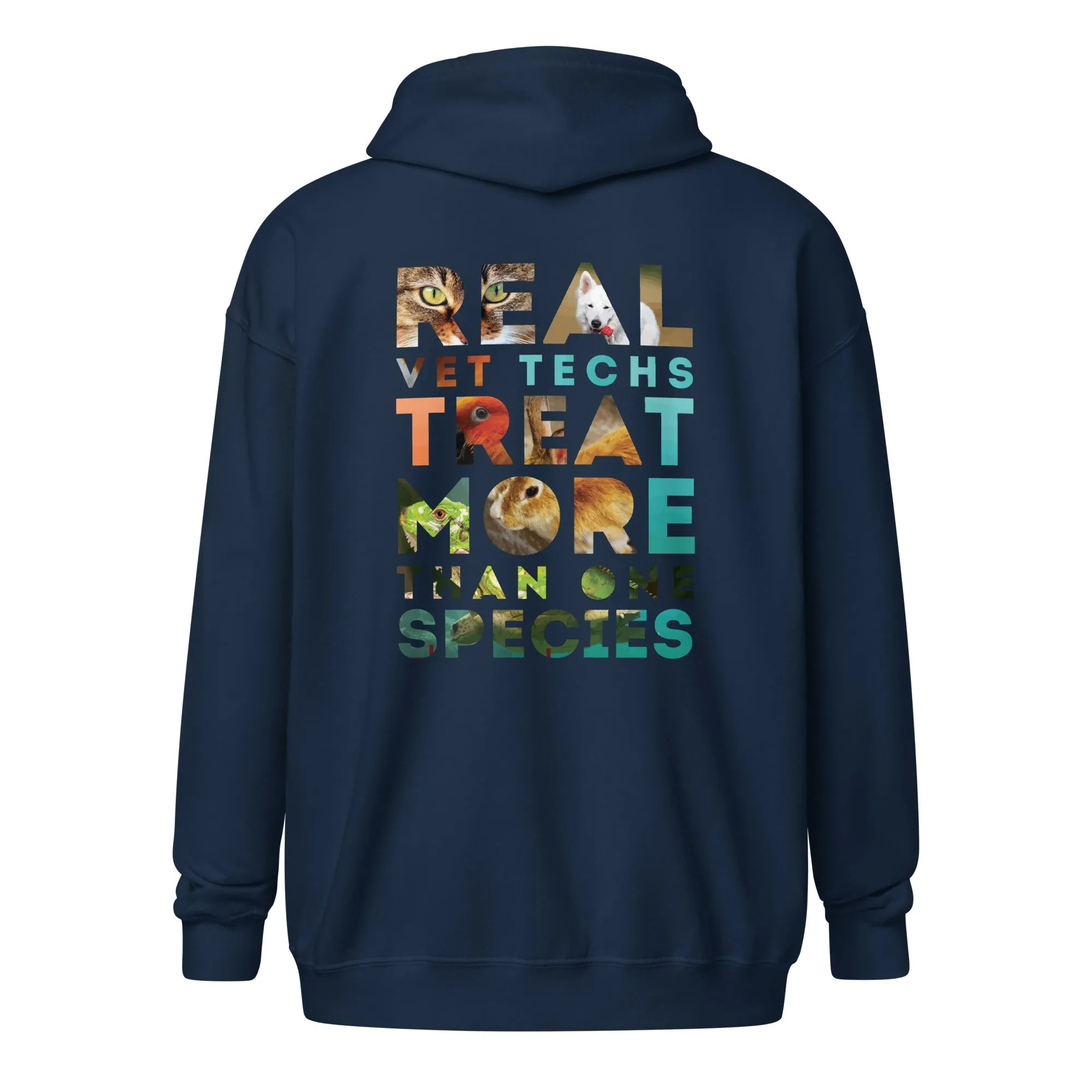 Real vet techs treat more than one species Unisex heavy blend zip hoodie