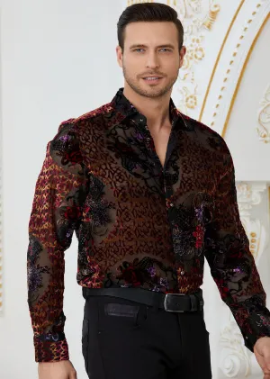 Red Roses Burnout Velvet Shirt