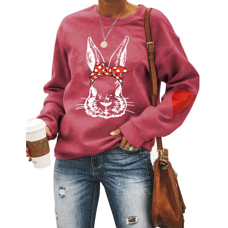 Round Neck Tops Printed Loose Sweatshirt for Women