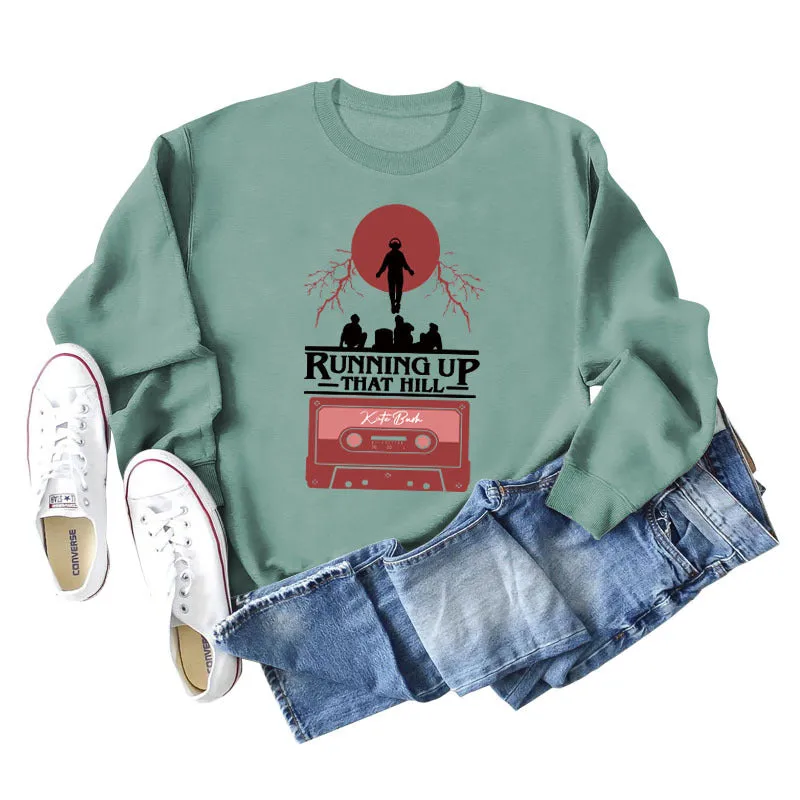 RUNNING UP THAT HILL WOMEN'S CREWNECK, LONG-SLEEVED SHIRT, PLUS-SIZE SWEATSHIRT