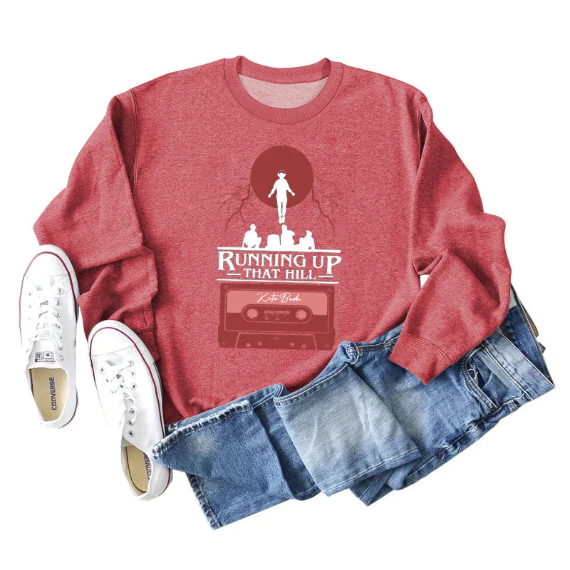 RUNNING UP THAT HILL WOMEN'S CREWNECK, LONG-SLEEVED SHIRT, PLUS-SIZE SWEATSHIRT