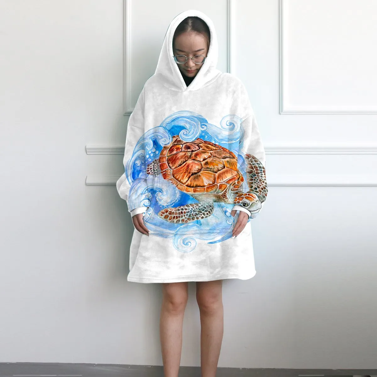 Sea Turtle Waves Wearable Blanket Hoodie