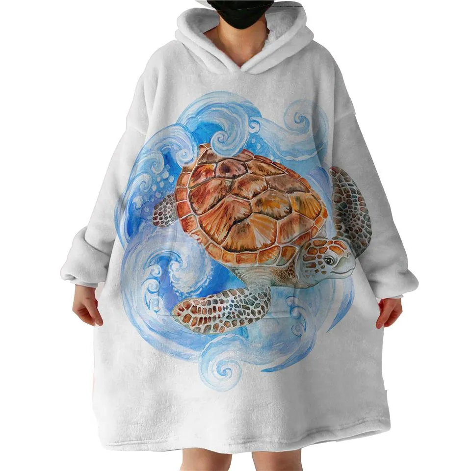 Sea Turtle Waves Wearable Blanket Hoodie