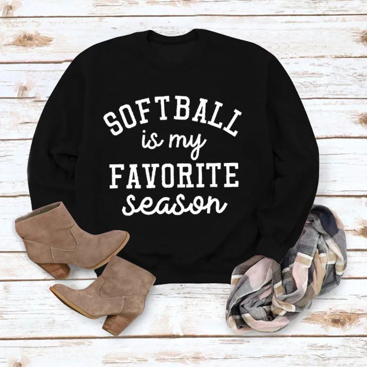 SOFTBALL Is My Simple Pullover Round Neck Top Long Sleeve Loose Sweater