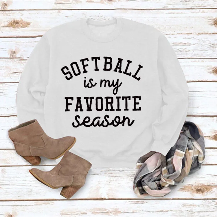 SOFTBALL Is My Simple Pullover Round Neck Top Long Sleeve Loose Sweater