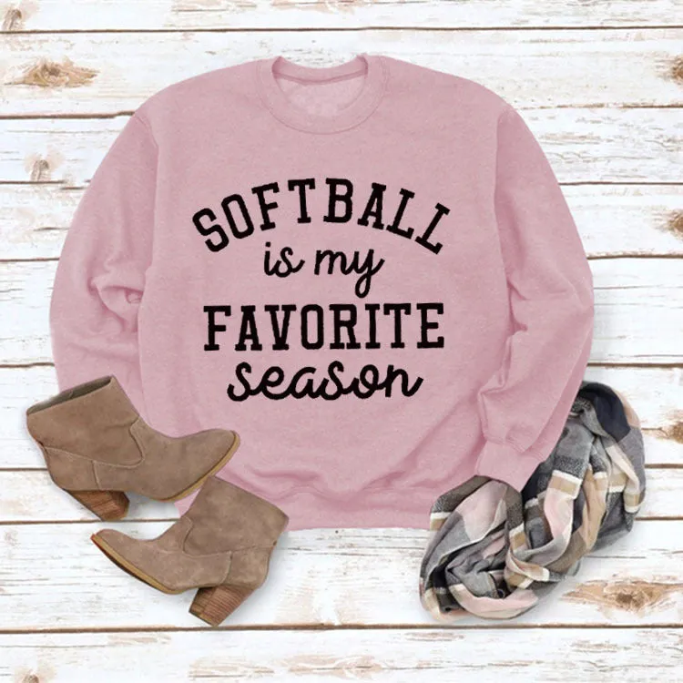 SOFTBALL Is My Simple Pullover Round Neck Top Long Sleeve Loose Sweater