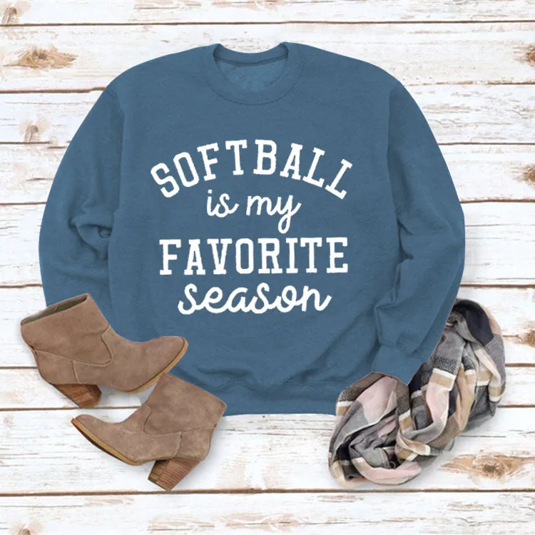 SOFTBALL Is My Simple Pullover Round Neck Top Long Sleeve Loose Sweater