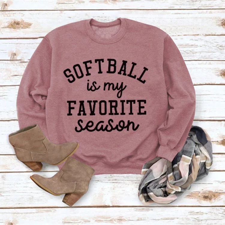 SOFTBALL Is My Simple Pullover Round Neck Top Long Sleeve Loose Sweater