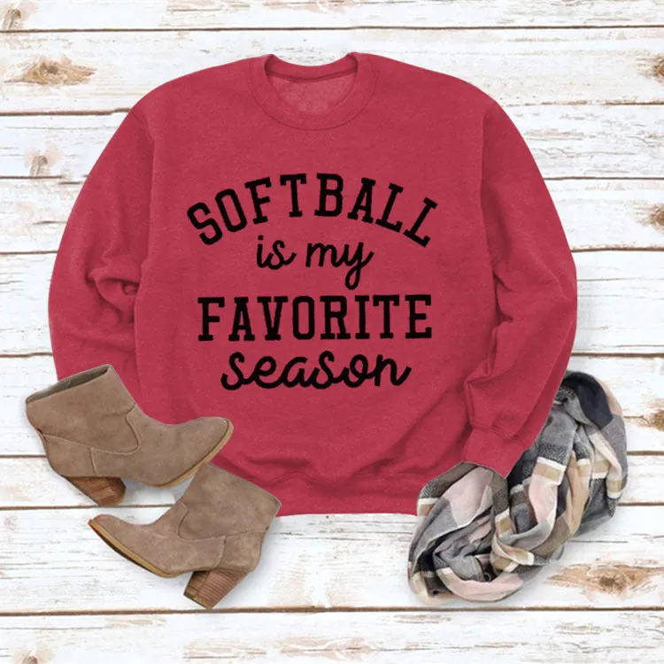 SOFTBALL Is My Simple Pullover Round Neck Top Long Sleeve Loose Sweater