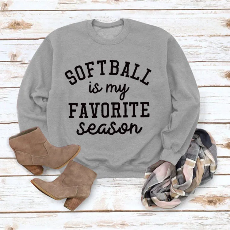 SOFTBALL Is My Simple Pullover Round Neck Top Long Sleeve Loose Sweater