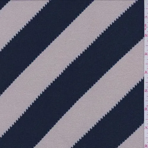 Stone/Navy Diagonal Stripe Sweater Knit Fabric