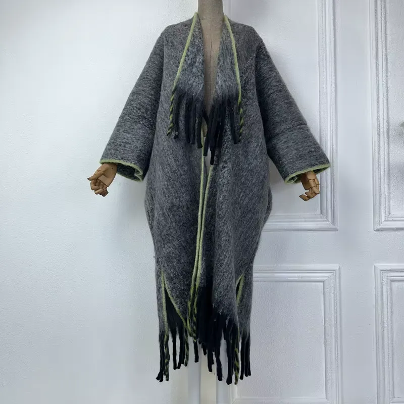 Tassel Fade Wool Kimono