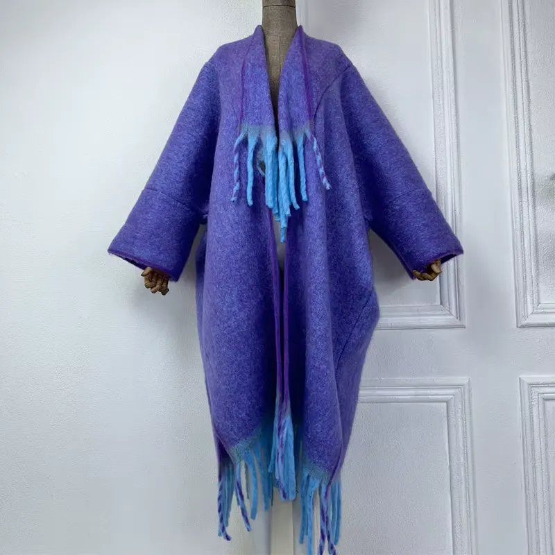 Tassel Fade Wool Kimono