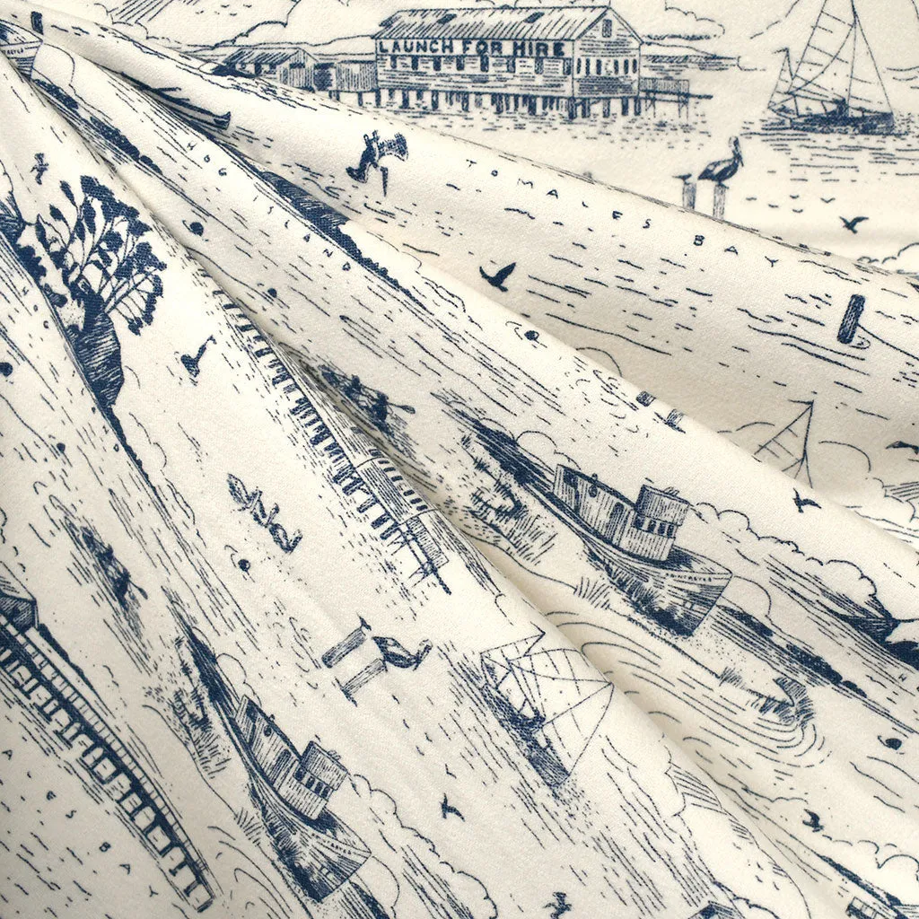 Tomales Bay Seaside Toile Cozy Flannel Cream SY