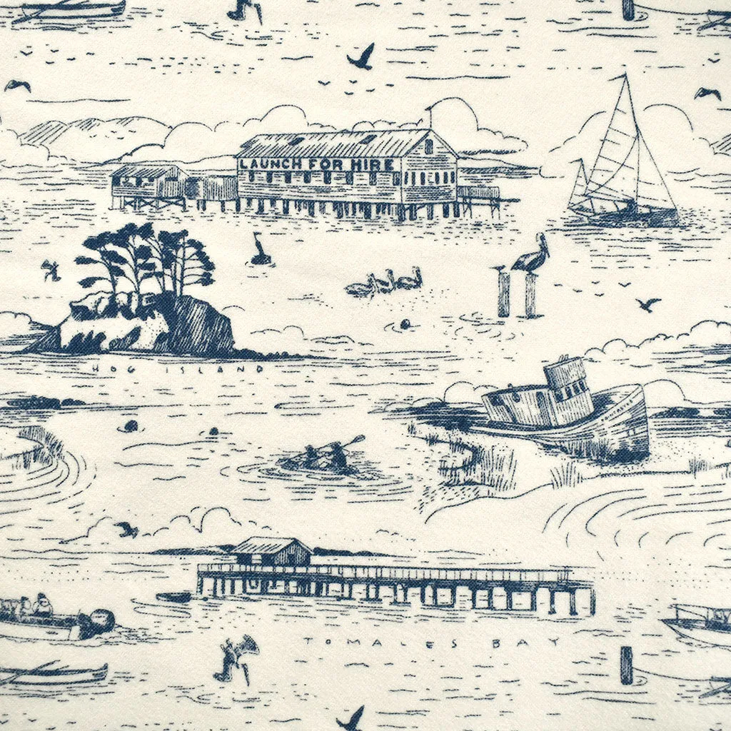 Tomales Bay Seaside Toile Cozy Flannel Cream SY