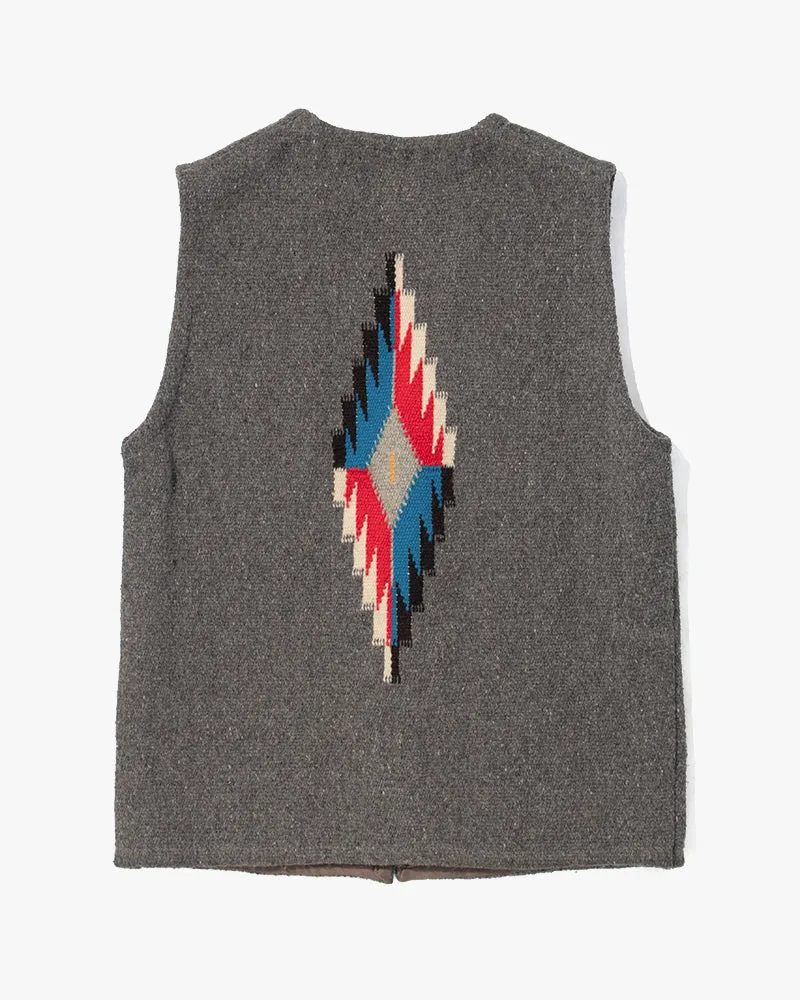 US Vintage Chimayo Vest, Grey with Red and Blue Accents